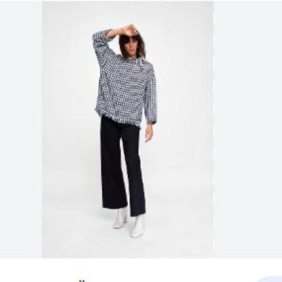 Zara - Dark Navy Houndstooth Cape - Size Large - Picture 1 of 10
